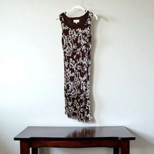 Studio I Elegant Brown and White Midi Dress